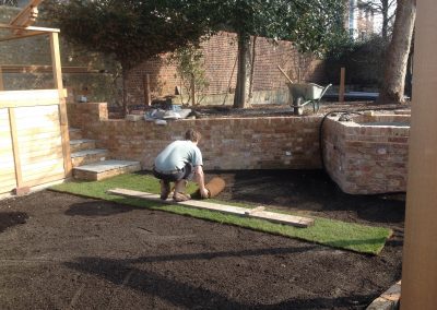 laying the lawn. Family garden brighton.